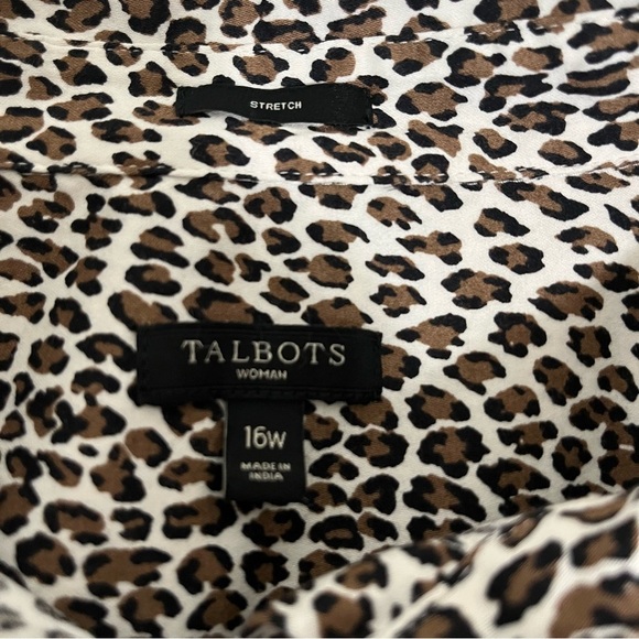 Talbots Brown Leopard Button Long Sleeve Shirt - Picture 7 of 11